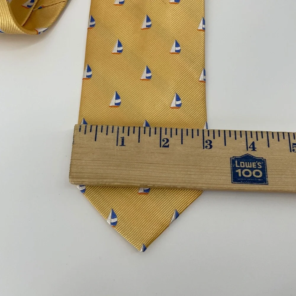 J.Crew Men's Yellow Silk Sailboat Nautical Preppy Necktie Tie